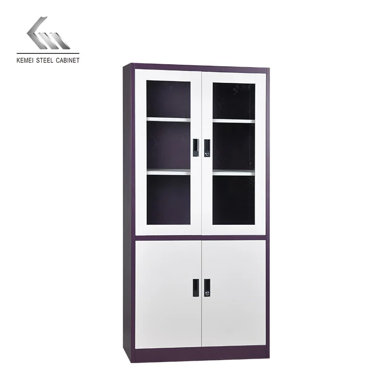 Оптовая продажа офисный шкаф 2 распашных стеклянных двери стальной с 4