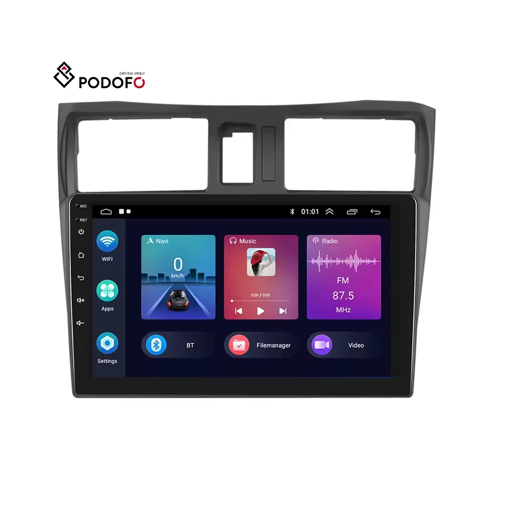 Podofo Android 2 Din 9'' Car Radio 2+64G Car Stereo for Nissan Cefiro A33 2003-2012 Wireless Carplay GPS WIFI BT FM Hifi OEM ODM