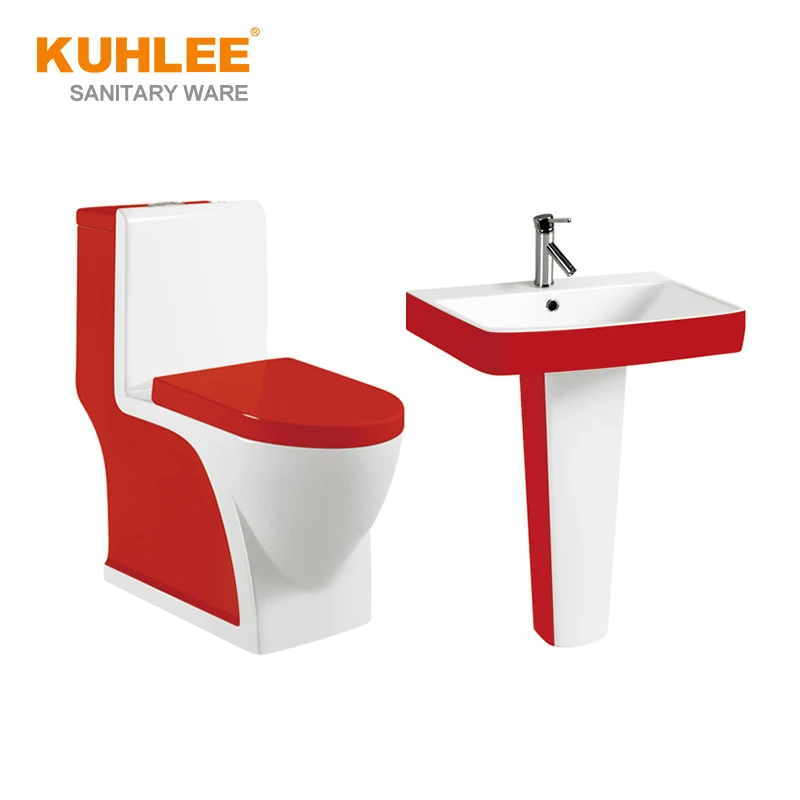 New Different Colors One Piece Toilet Square Design Dual Flush Siphonic Washdown Set Of Two WC