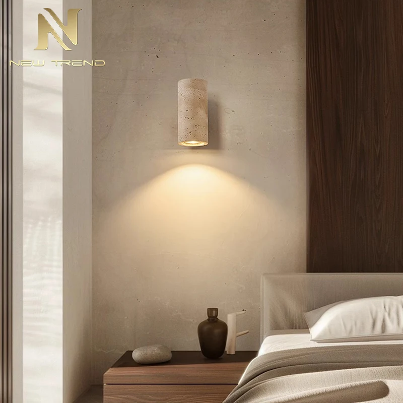 CPL-440 Modern Textured Plaster Wall Light – Minimalist Stone Effect Sconce for Living Room