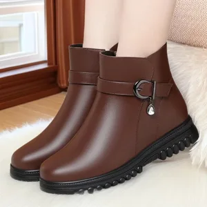 Snow Boots for Women Leather Winter Warm Women's Ladies Shoes Custom Snow Boots Zapatillas De Mujer