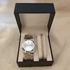 Silver white watch + silver bracelet + box