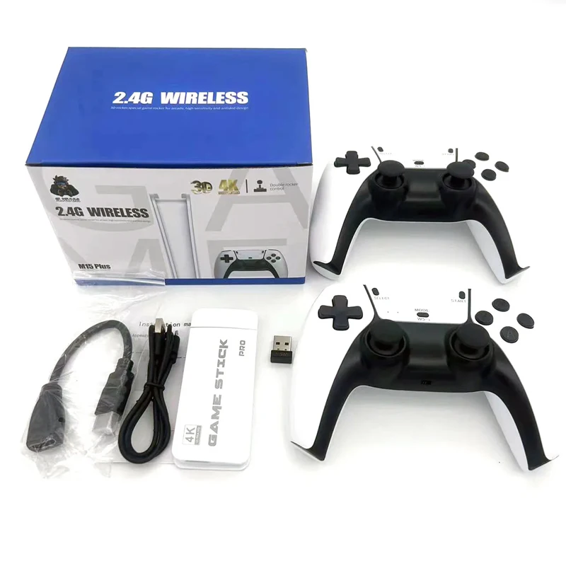 M15 Retro Game Stick, salida HDMI 4K y controlador inalámbrico, consola de videojuegos Plug and Play con más de 30000 juegos, consola de juegos arcade (128G