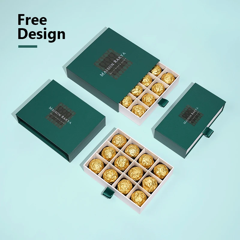 Custom Multiple Sizes Premium Paper Packaging Chocolate Strawberries Macaron Candy Box Food Packaging With Divider