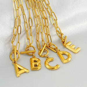 European American New Stainless Steel OT Buckle English Letter Pendant Necklace Gold-Color Plating Unisex Trendy Commuter Joker