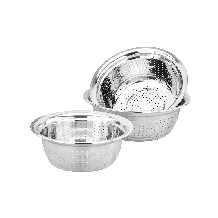 Customization 24-40cm Stainless Steel Strainer Rice Colanders Vegetable Basin Durable Mesh Basket Colander_5