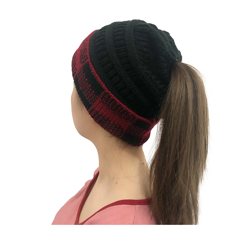 Buy Autumn Winter Ponytail Beanie Hat 