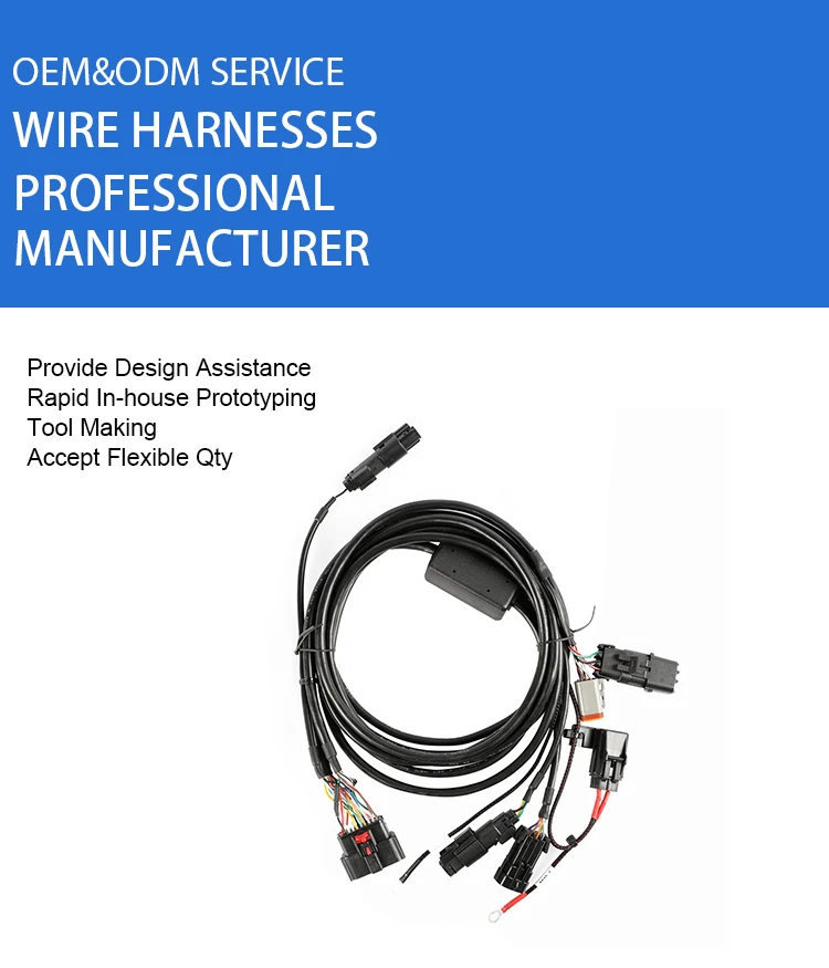 OEM ODM Black cable New Energy waterproof wire Wiring Harness supplier