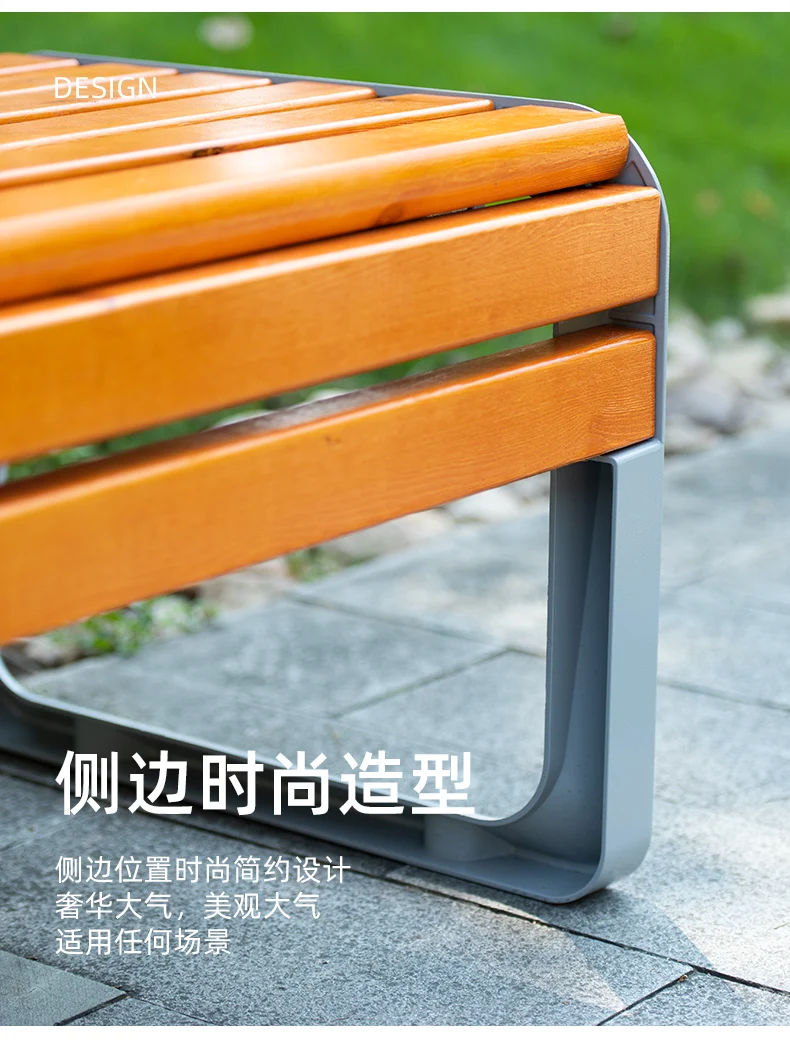 High quality modern professional long Anticorrosive wood composite park garden patio outdoor bench manufacture