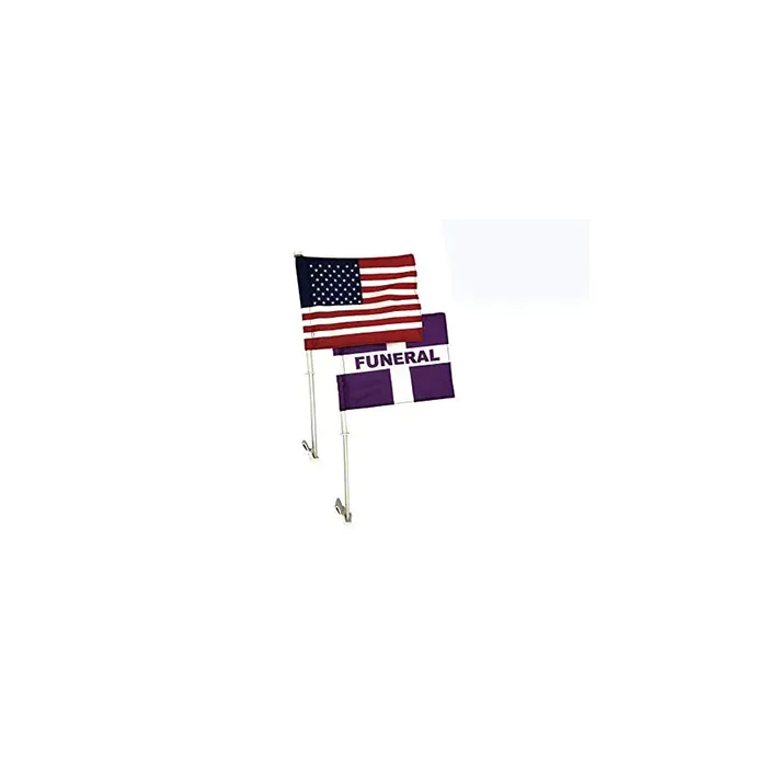 Custom Sports Funeral Procession Polyester Hanging Funeral Procession Plastic Flagpole Holder Funeral Car Flags