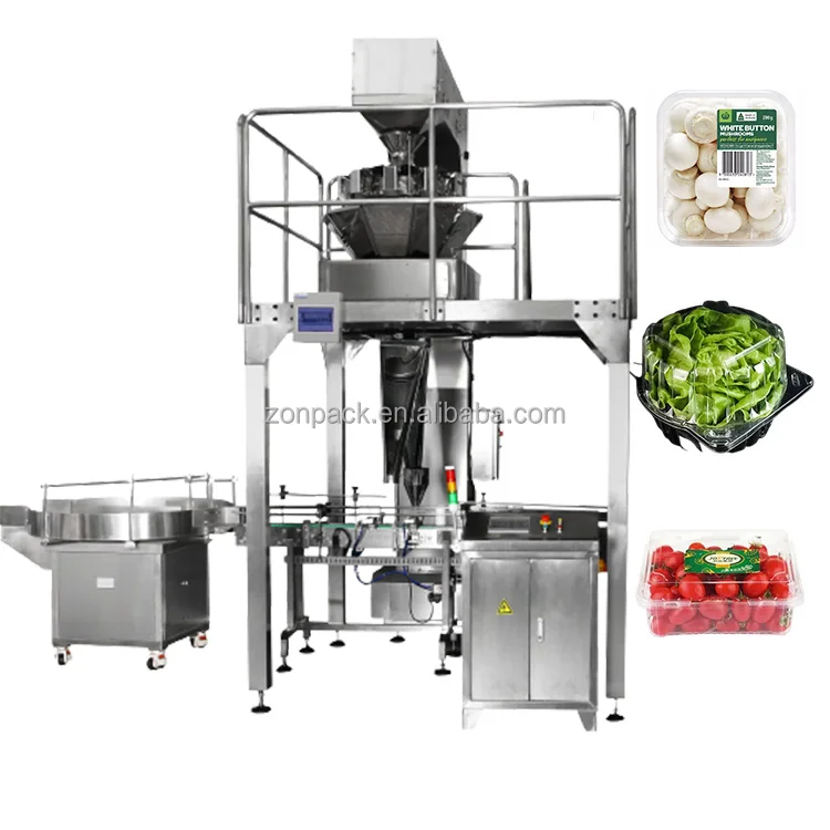 Automatic Fresh Frozen Fruit Weighing Box Filling Strawberry Cherry Blueberry Packing Machine with Weigher