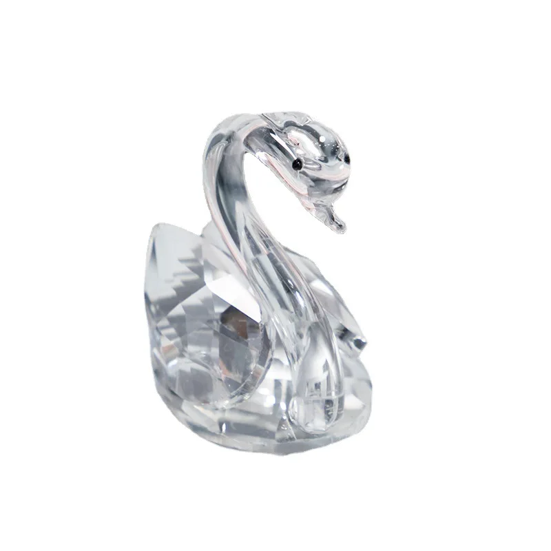 Transparent Crystal Swan Figurines Craft with Gift Box Valentines Day Wedding Party Favors Souvenir Gifts for Guests