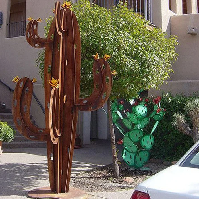 outdoor metal cactus sculptures