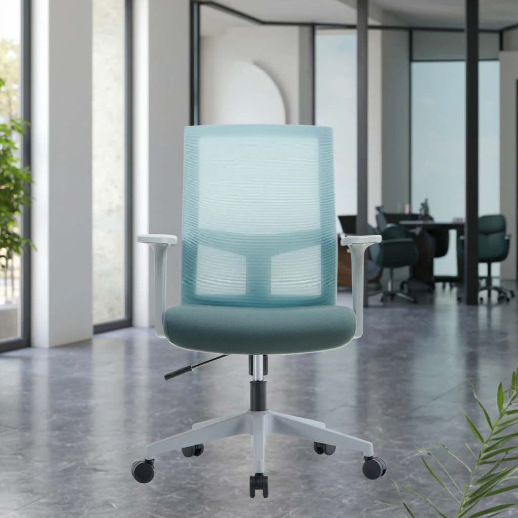 Simple Comfortable Home Study Ergonomic Conference Chairs Modern Executive Padded Seat Plastic Back Contoured Design Adjustable 5