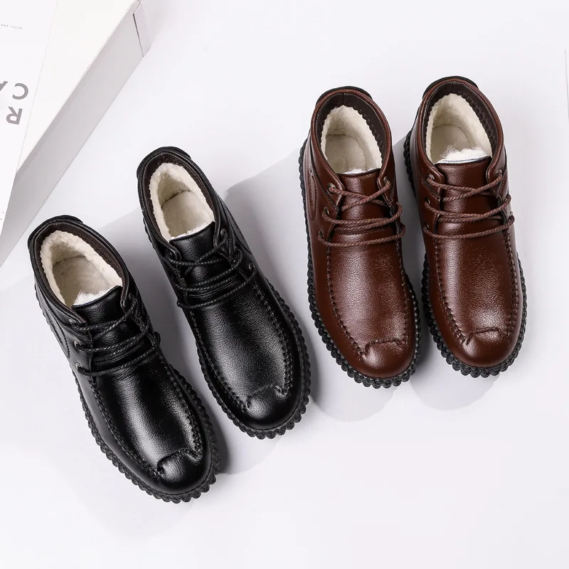 Высококачественные мужские зимние классические мужские кожаные туфли на шнуровке коричневого цвета для мужчин