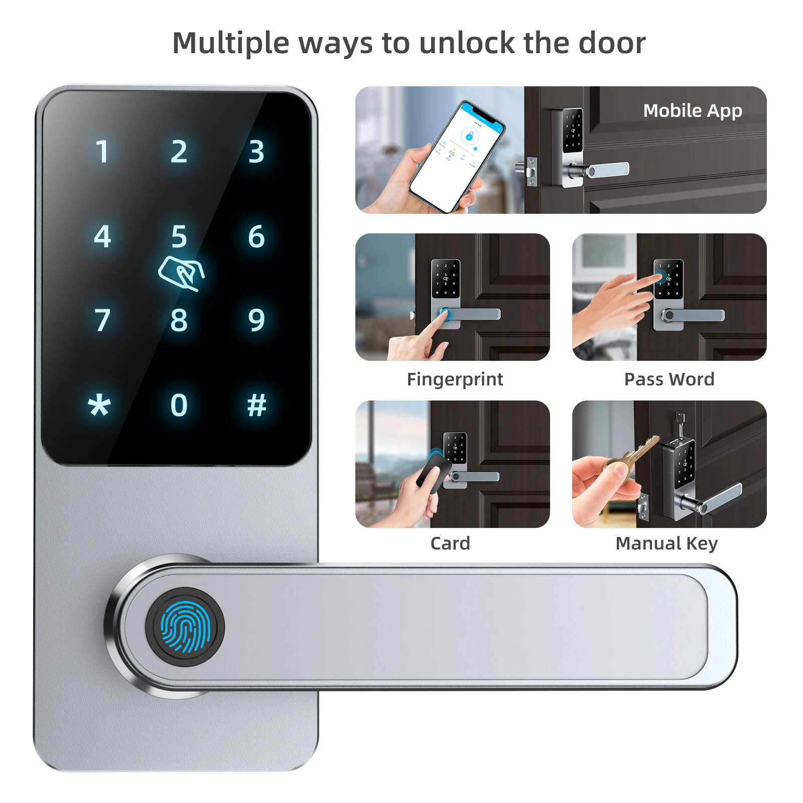 Digital Security Keyless App Wifi Electric Keypad Ttlock Fingerprint Outdoor Password Gate Home Biometric Tuya Smart Locks