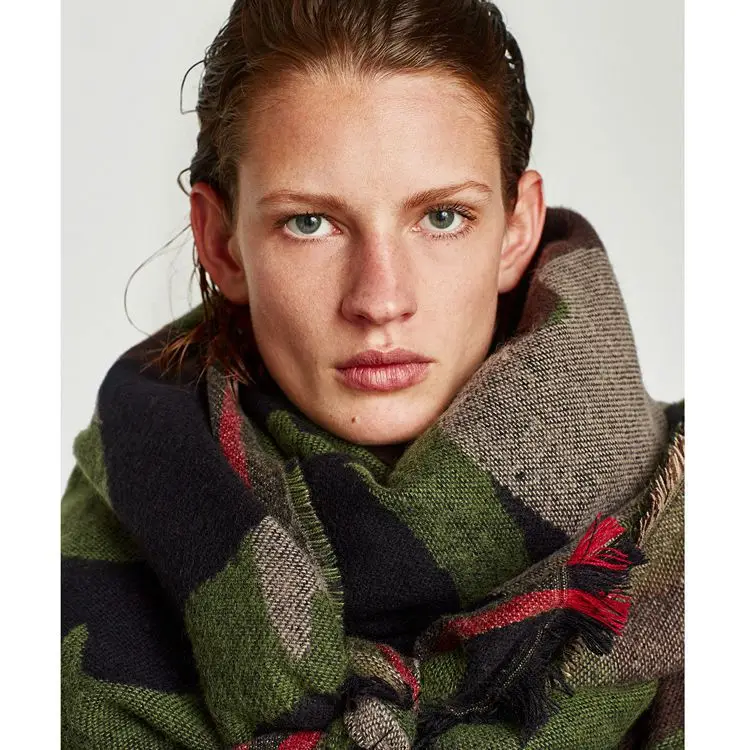 小物 Y's camo dyeing fringe design stole Y-Z Unisex Camouflage Fringe Fluffy Soft Warm Winter Cowl