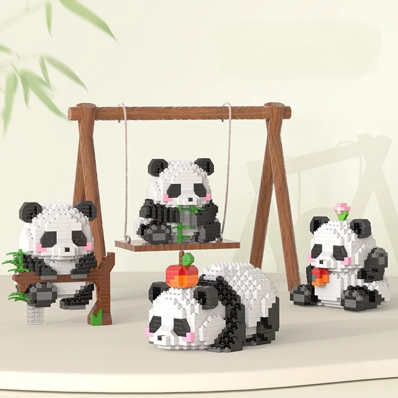 Panda W1101-1112 Niedliche Bambus-Bausteine Kreatives Modell-Spielzeug fr  Kinder Mdchen Jungen Einzigartige Geschenkidee