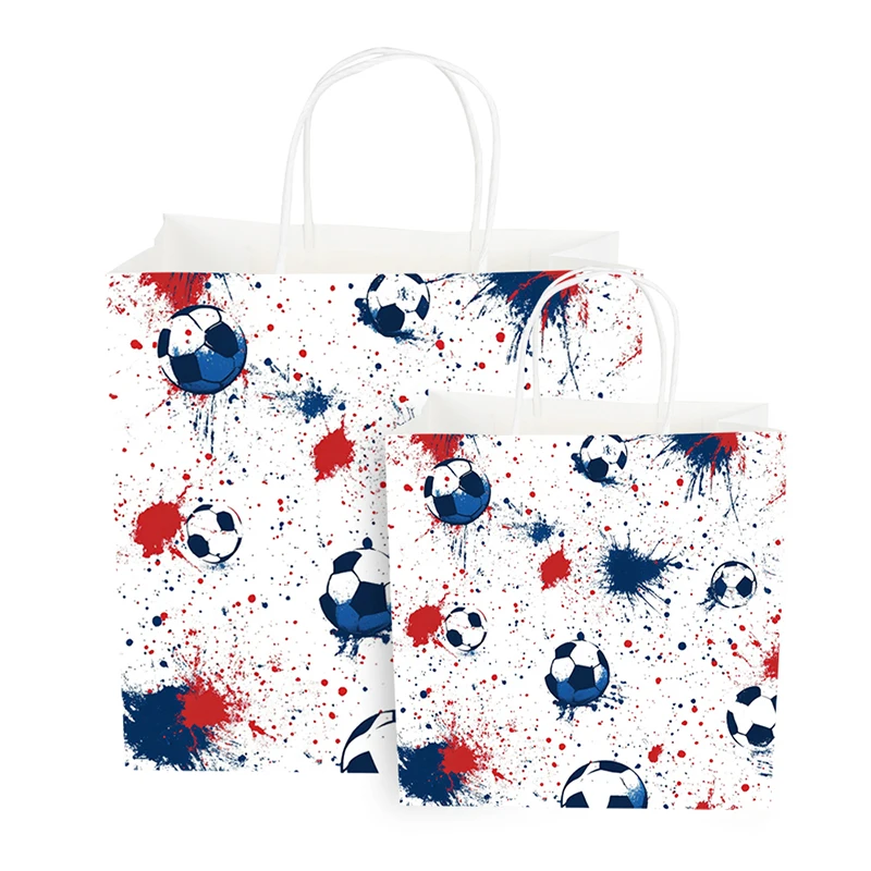 Football Theme Luxury Gift Bags Custom Kraft Printed Packaging Tote For World Cup Soccer Merchandise Promotion