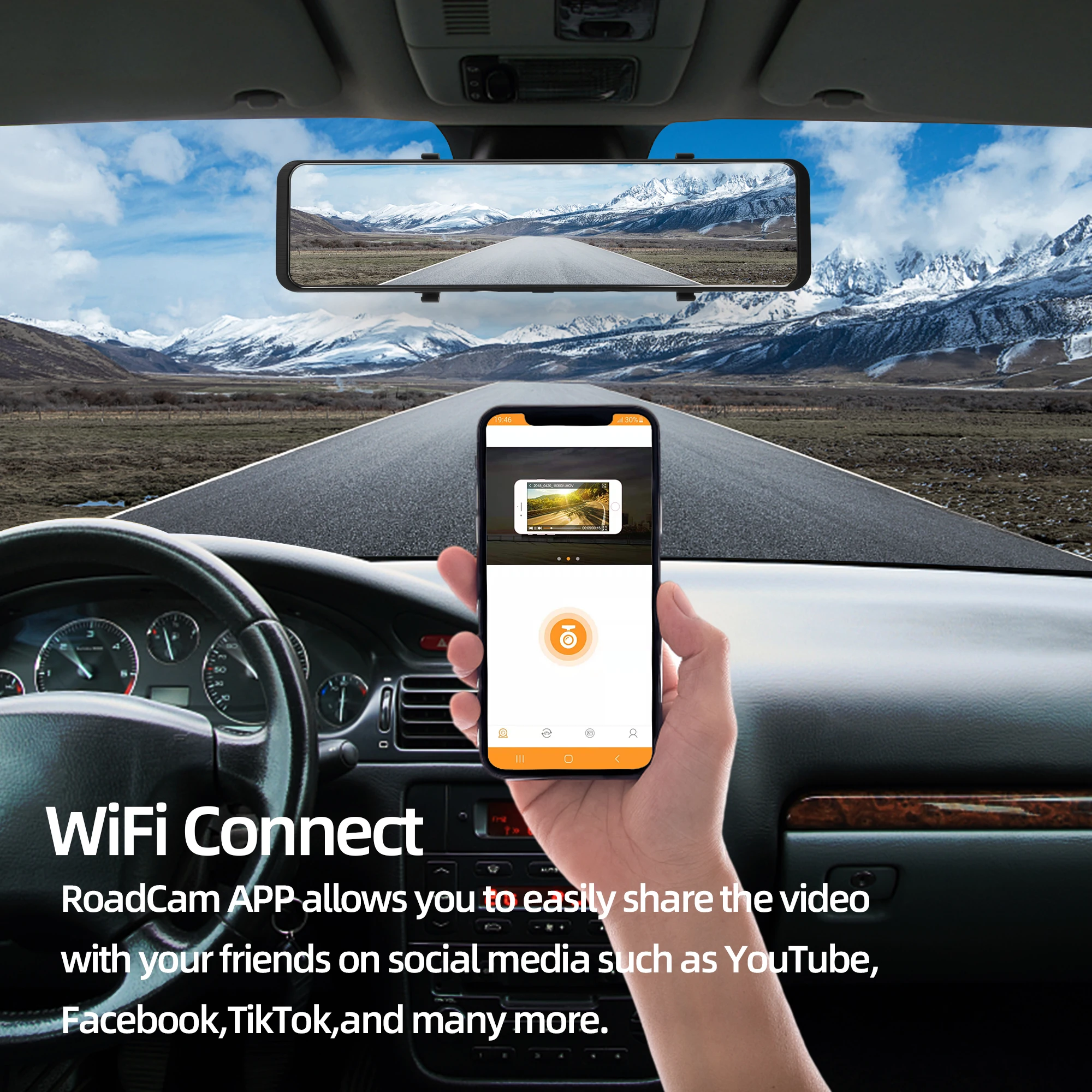 Zimtop Dash Cam AI Voice  4K 2160P  Rear View Mirror FHD 1080P Rear Camera WiFi GPS 12 Inch Car DVR Auto Video Recorder Car DVR