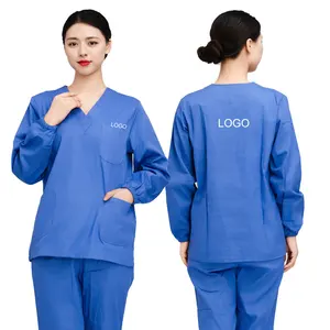 Wholesale Custom Men Women Doctor Nurse Long Sleeve Medical Scrubs Sets Medical Uniforms Workwear Scrubs Suits
