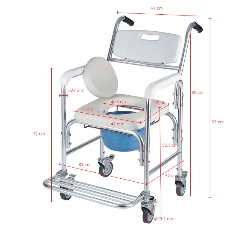 Factory Supplier Aluminium Commode Chair Shower Wheel Chair For