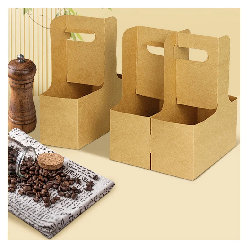 Customized Take Away Hot Drink Tea Carrier Papercup With Handle 2 Cup ...
