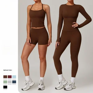 Women's High-Waisted Fleece-Lined Yoga Set  Quick-Dry Workout Outfit for Winter Running  Gym