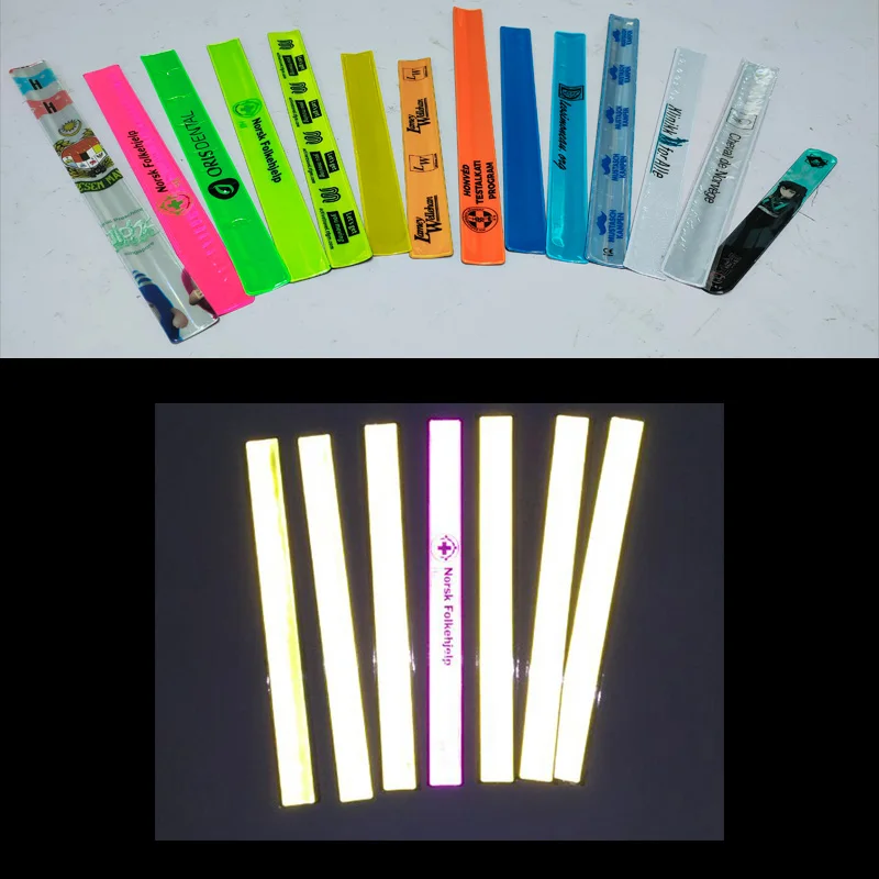 Hi Viz Vis Glow in Dark Reflective Jogger Leg Ankle Plastic Ruler Pvc Slap Reflector Band Bracelet Armband for Kids Safe Running