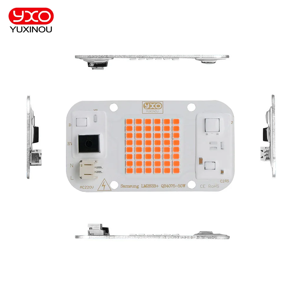 50W Driverless DOB LED Chip AC 220V LED Grow Light Full Spectrum LED Phyto Lamp for Growth Flower Seedling Plant Light