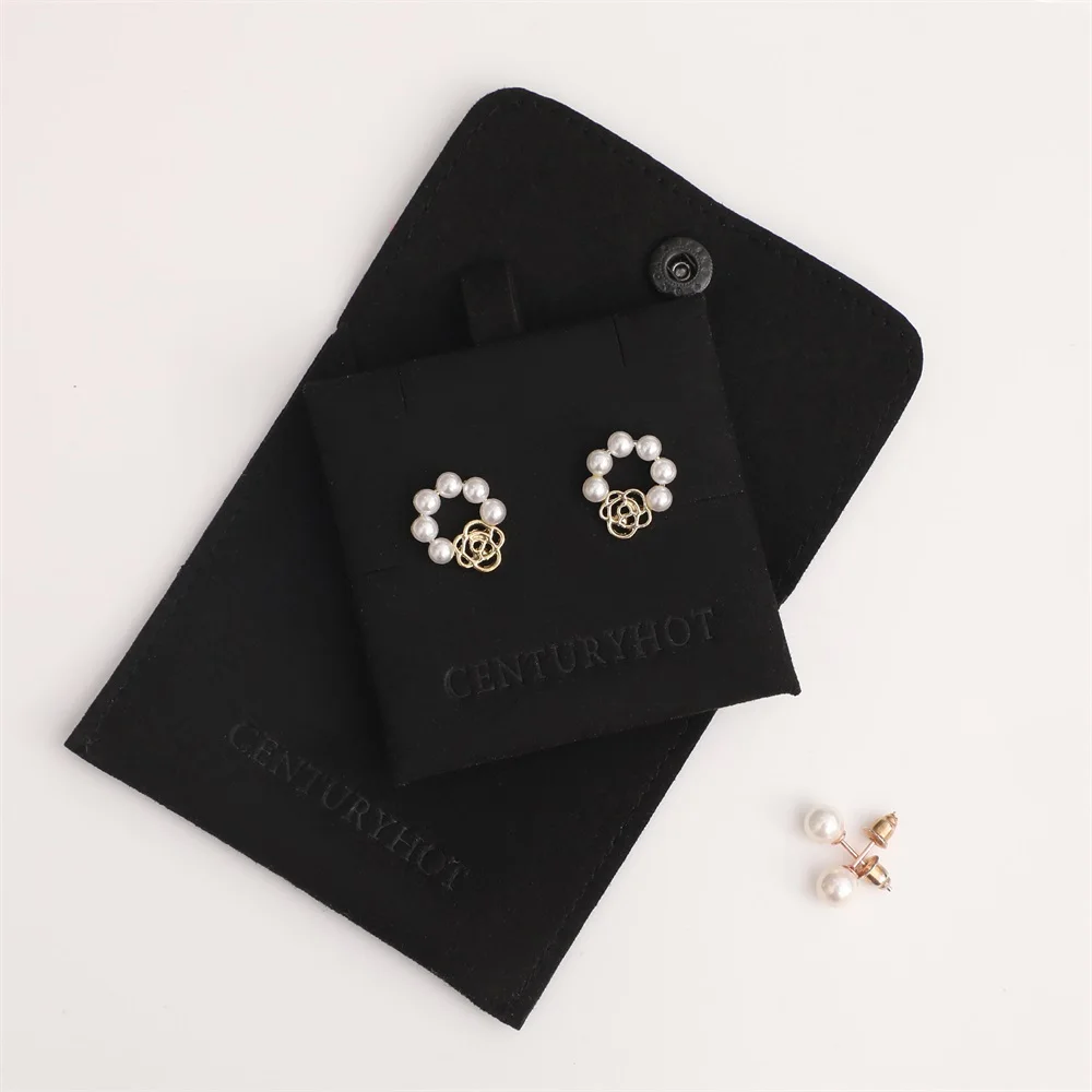 Wholesale Peacock Blue Microfiber Jewelry Bag With Logo Necklace Clip