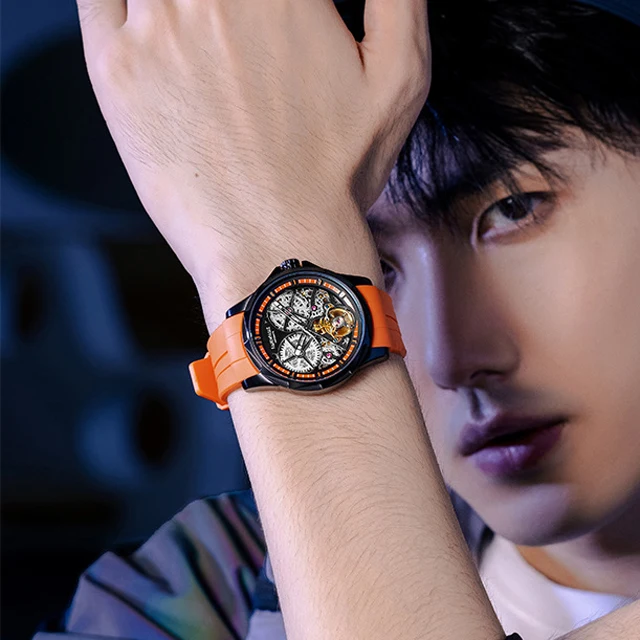 2022 Waterproof Automatic Watch Rubber Strap Men Watch Automatic Watch Skeleton Luxury Stainless Steel Wristwatches