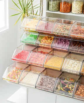 Hot Selling Transparent Acrylic Candy Bins Candy Container With Scoop