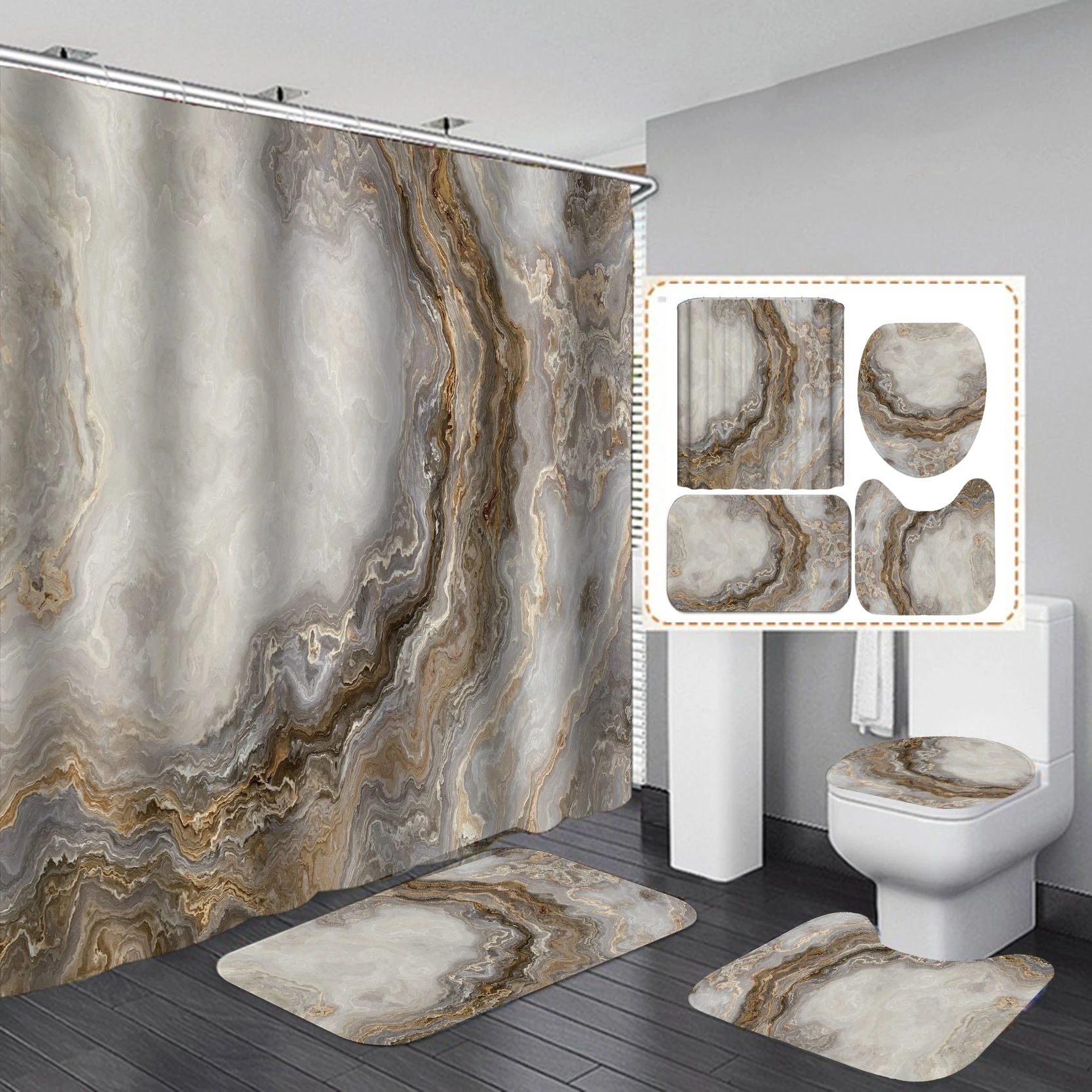 2020 New Modern Style Waterproof Fabric Material Shower Curtain