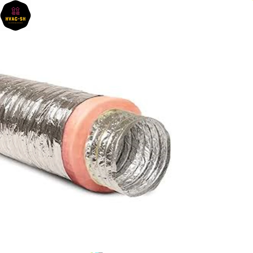 Source 25ft 50ft All Sizes R4, R6, R8 Flex Duct Fabric Duct Fiberglass  Insulated Flexible Duct on m.alibaba.com