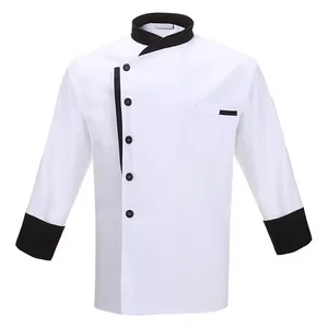 High Quality White Kitchen Poly Cotton Long/Short Sleeve Breathable Chef Uniform for Men Hotel Cooking