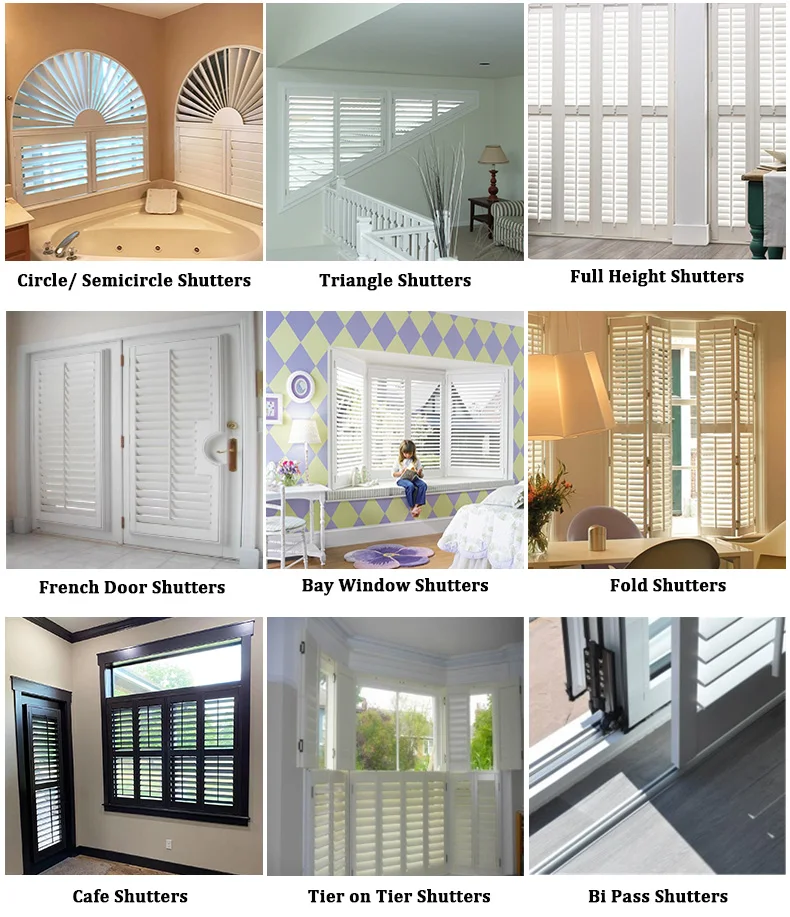 Adjustable California Wooden Electric Window Plantation Shutters Simple