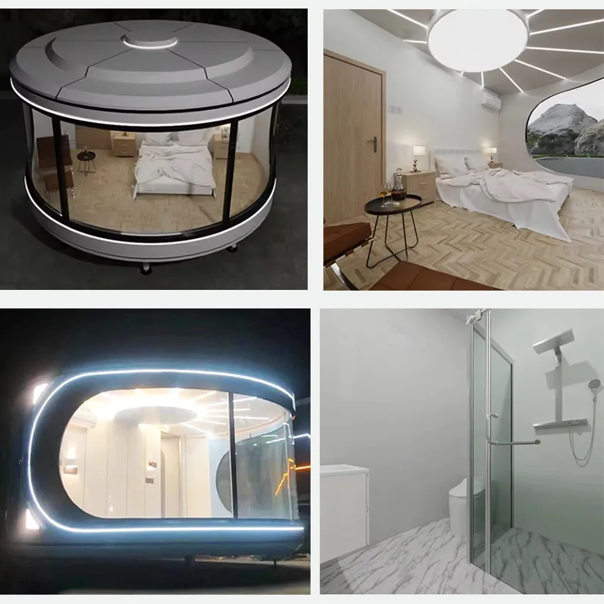 Tiny Prefab Movable Cabin Space Capsule Prefabricated Mini Round Glass Container House