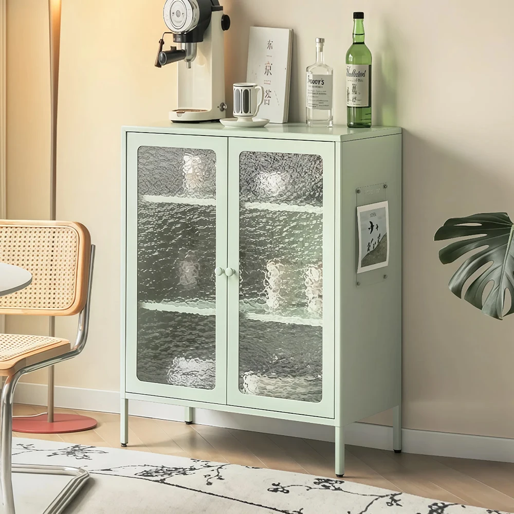 MYOUBAO Metal Storage Cabinet Steel Display Cabinet with Support Feet Buffet Cabinet for Kitchen,Living Room,Dining Room,Home details