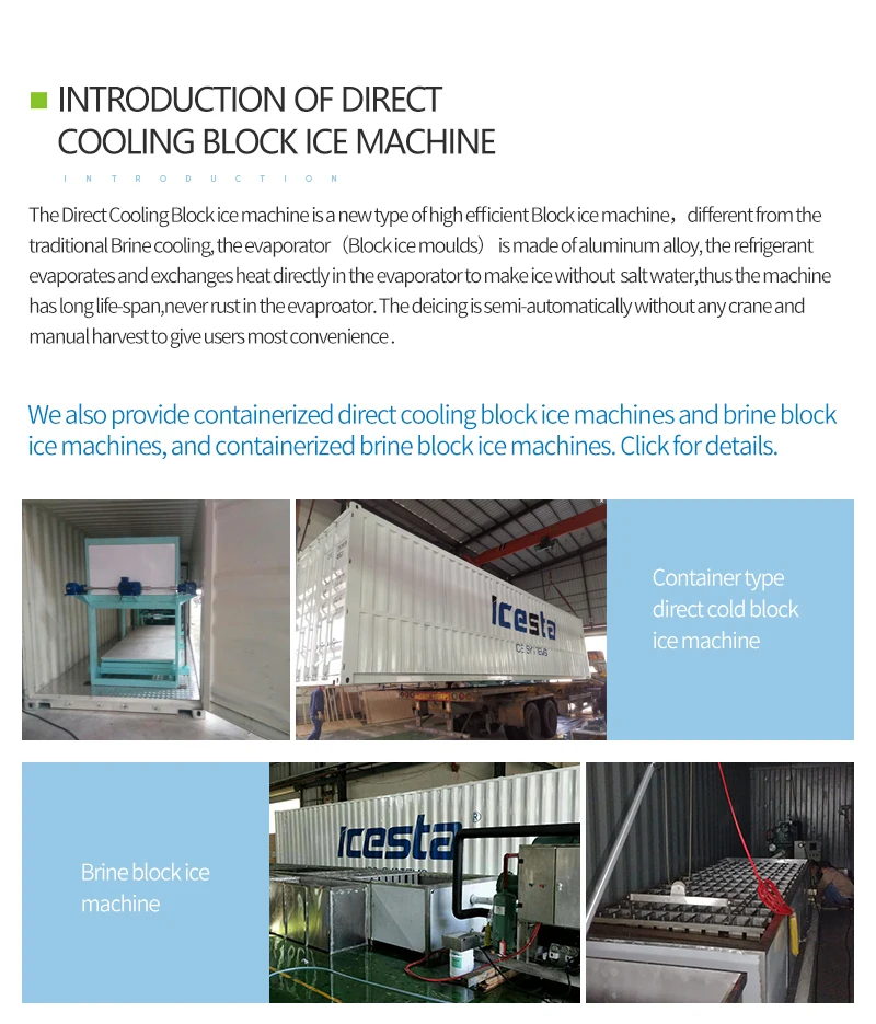 Icesta 10 30 machine à glace de bloc de conteneur de 50 tonnes avec l'usine mobile de chambre froide