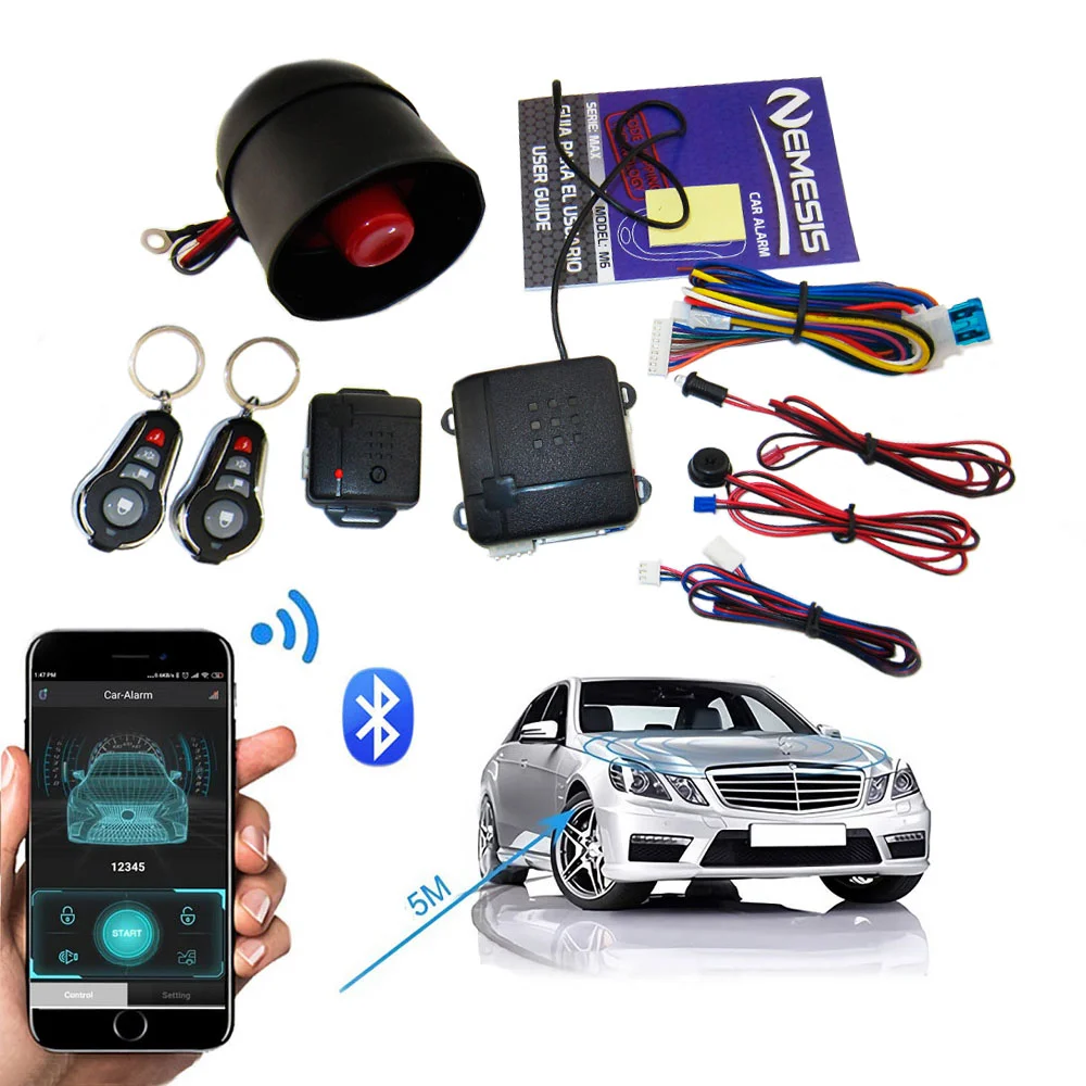 One Way Hopping Code Remote Smart App Car Alarm Fitting System