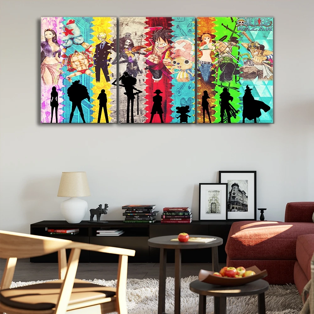 3 Pieces Japanese Anime Painting One Piece Canvas Wallpaper Living Room Decor  Wall Art Stickers Birthday Gifts Background Decor - Buy Anime Painting,One  Piece Artwork,Wall Stickers Canvas Product on 