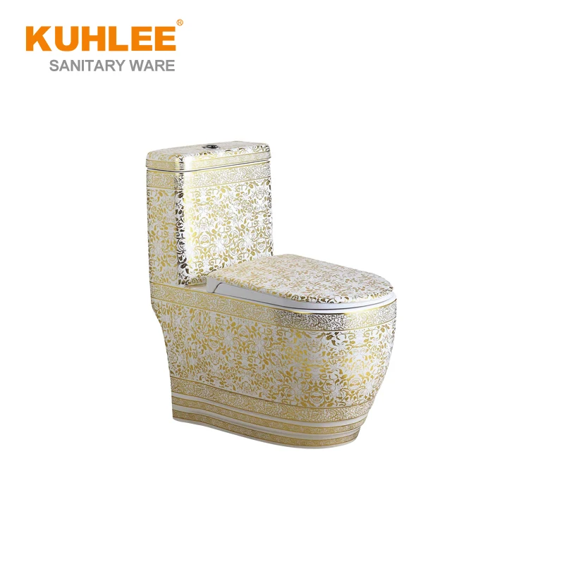 Golden Colored Design Ceramic Toilet Sets Bathroom Toilet  With Wash Basin Sanitary Ware Suites