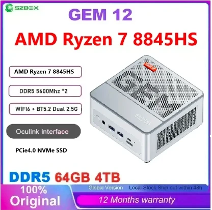 Мини ПК Aoostar GEM12 Ryzen 7, 32ГБ, 1ТБ SSD, Windows 11