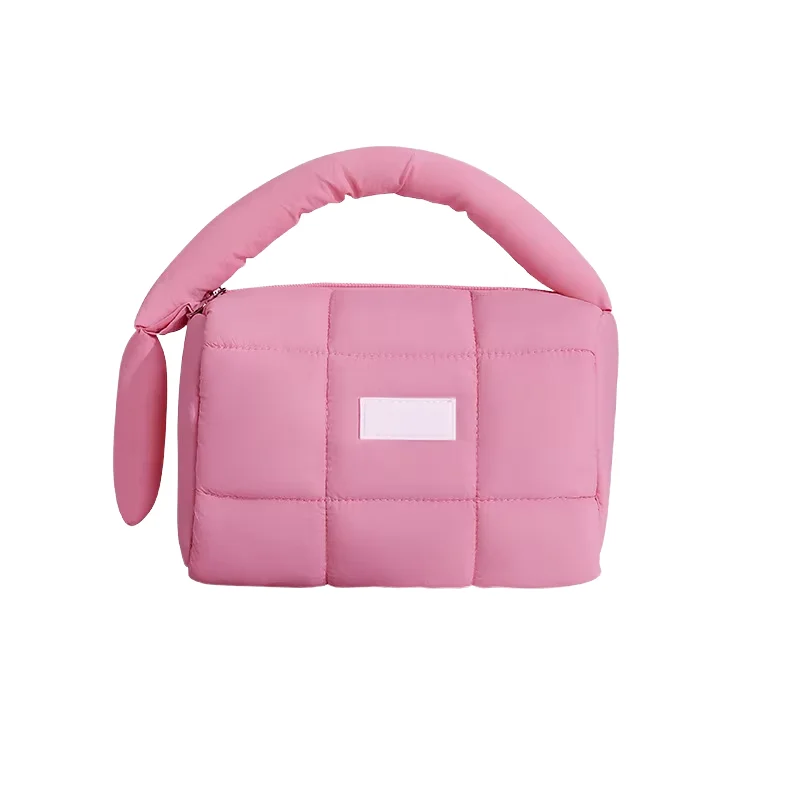 Factory Custom Organizer Nylon Pouch Waterproof Cosmetic Organizer Travel Soft Quilted Cotton Cosmetic Makeup Bag