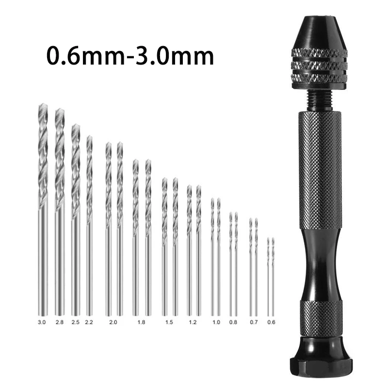 11pcs Mini Micro Aluminum Hand Drill With Keyless Chuck HSS Twist Drill ...