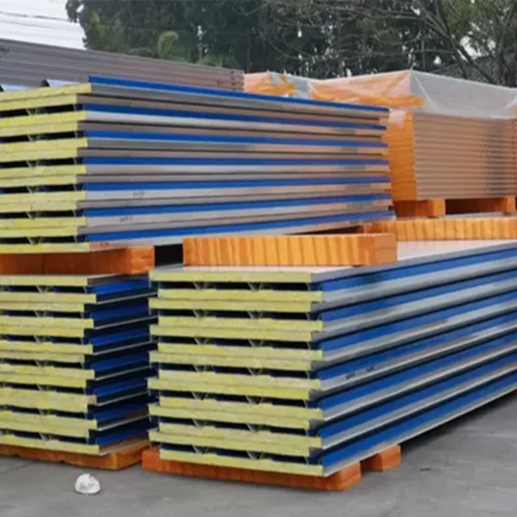 Factory Sale 50mm Fireproof Glass Wool Thermal Insulation Sandwich Panels for Hotel Cold Room Workshop Roof & Exterior Wall