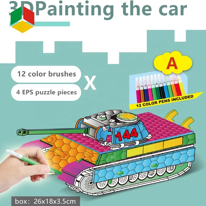 QS Factory Doodles 3D DIY Assembly Drawing Castle Splicing Coloring Cardboard Paper Puzzle Writing Practice Card Toys for Sale