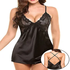 Lism Custom Logo Hot Luxury Elegant Nightwear OEM Satin Babydoll Pajamas for Women Lingerie Floral Lace Nightgown Sexy Sleepwear