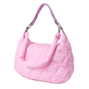 Women Custom Pink Travel Quilted Sling Crossbody Hand Bags Tote Puffer Messenger Bag